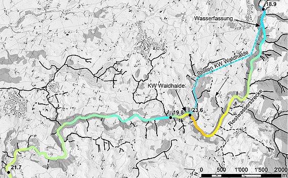Wasserentnahmen können im Sommer die Wassertemperatur erhöhen, im Winter reduzieren. (Grafik: Mende & Sieber 2022)