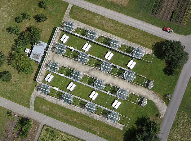 Luftbild der Modellökosystem-Anlage. 