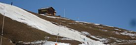 Angewiesen auf Kunstschnee: Talabfahrt Brigels (Foto: WSL)