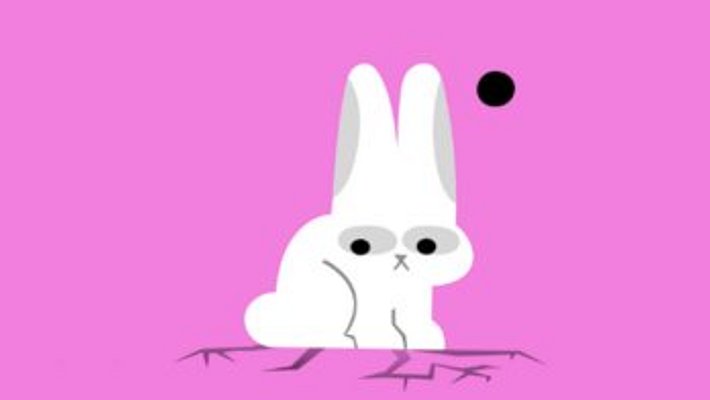 Ein Cartoon-Hase, der die Webapp Extremes symbolisiert, sitzt vor einem rosa Hintergrund.